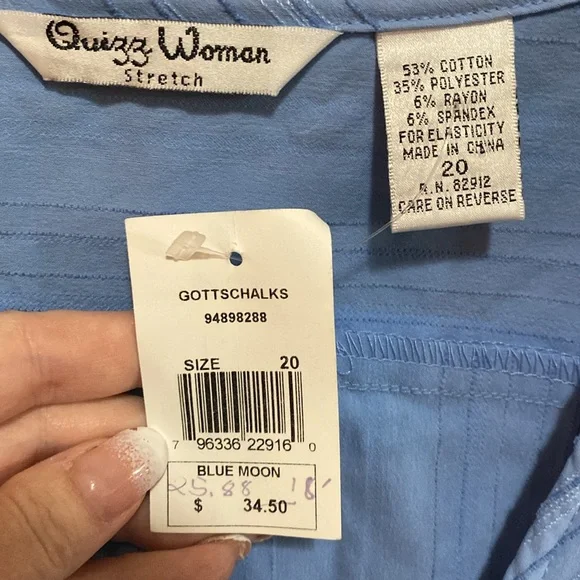 NWT Quizz Woman Stretch Blue wrap, textured stripe 3/4 sleeve top blouse 20 W - Picture 9 of 9